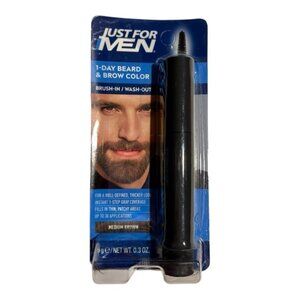Just‎ for Men 1-Day Beard & Brow Color, Temporary Dye Medium Brown 0.3 Fl Oz